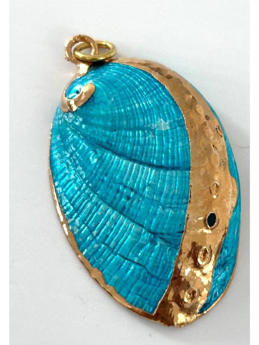 Vintage Turquoise Gold-Toned Seashell Pendant Charm Loop For Necklace